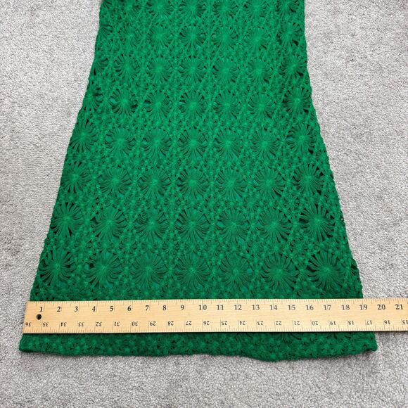 Cluny Anthropologie Crochet Lace Shift Dress Womens 8 Green Scoop Neck Cotton - Picture 11 of 12